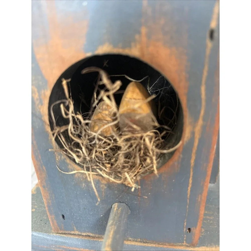 Rustic Wood Wall Or Desktop Clock Bird House Looks & Works Great